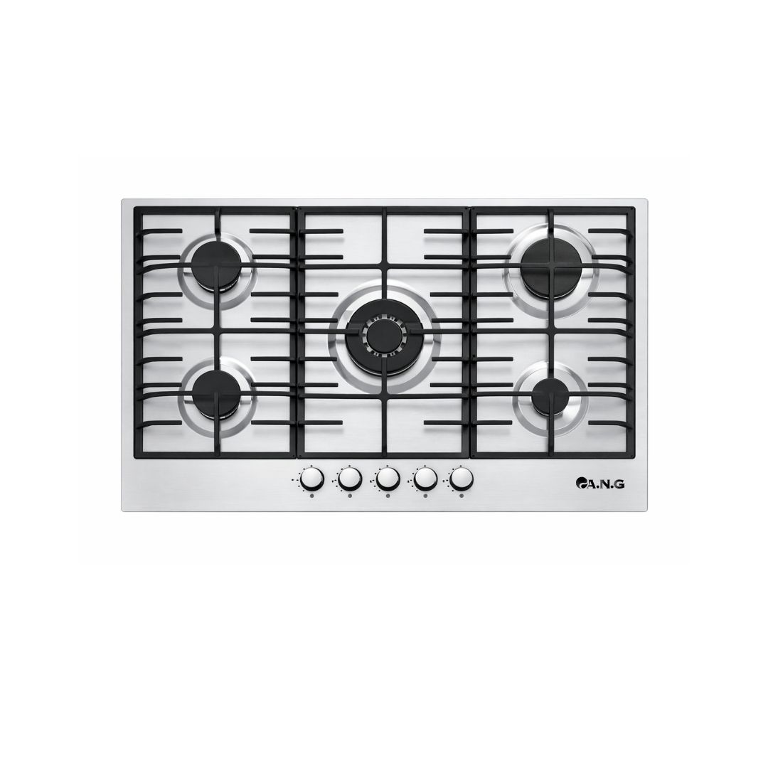 2 90cm 5-Burner Built-In Gas Hob with Sabaf Burners - Stainless Steel Cooktop | Model ANG-S5115 - Image 1