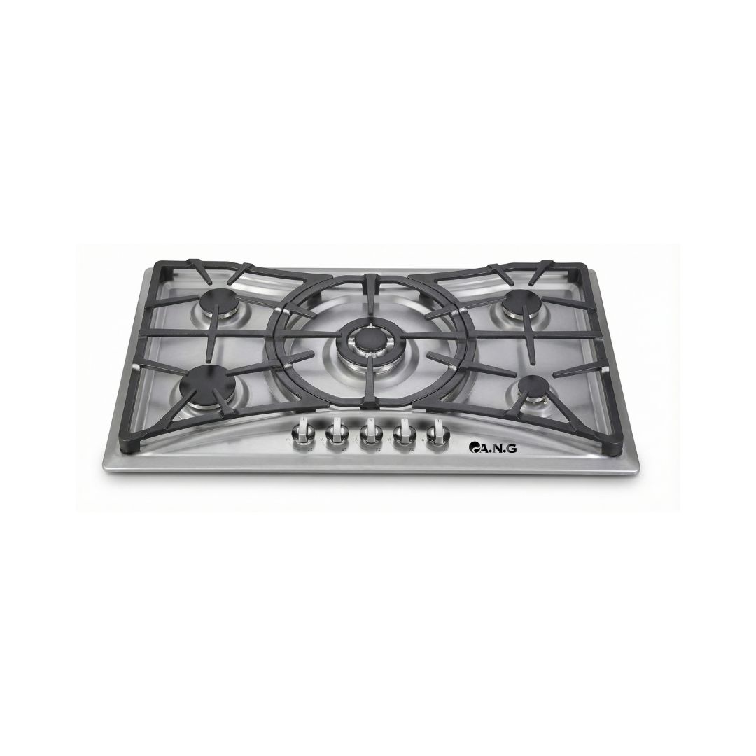 Copy of Untitled-13 5-Burner Built-In Gas Hob with Sabaf Burners - Stainless Steel Cooktop with Cast Iron Supports | Model ANG-S5122 - Image 1