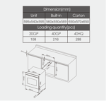 60cm Built‑In Gas + Electric Oven, 60/70/80L, Full Black Glass with SS Frame - Image 2